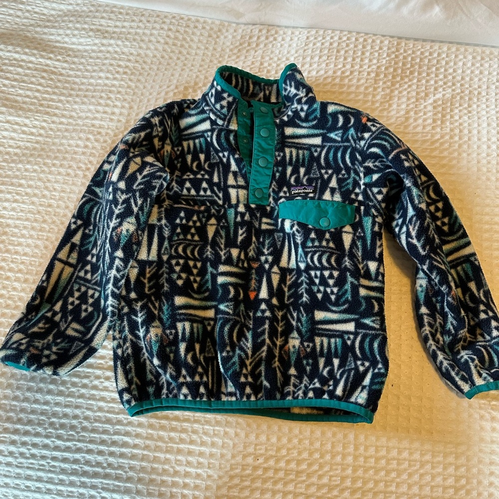 Patagonia Fleece Pullover with Green Accents -5/6
